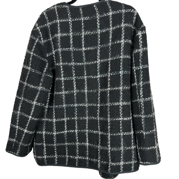 T Tahari Womens 14 Tweed Black Checkered Wool Blend Long - Picture 3 of 7